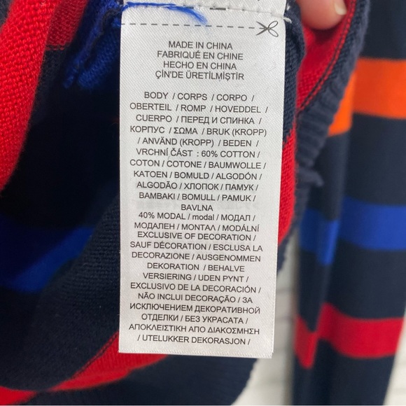 Ralph Lauren Size PS Small Petite Navy Blue Red Green Striped Cotton Sweater NWT - Picture 12 of 12